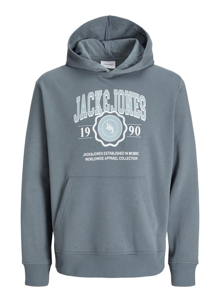 جاك اند جونز هودي بقلنسوة بقصة عادية بشعار - Image 1