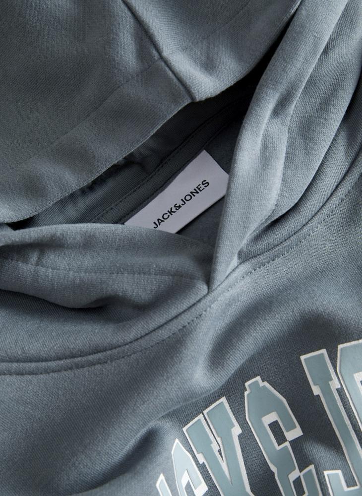 جاك اند جونز هودي بقلنسوة بقصة عادية بشعار - Image 2