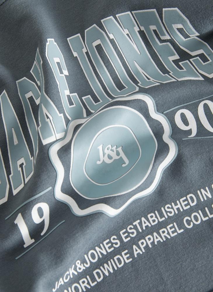 جاك اند جونز هودي بقلنسوة بقصة عادية بشعار - Image 3