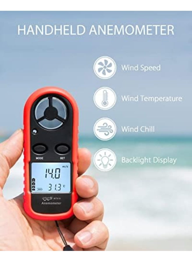 Handheld Anemometer Small Digital Vane Wind Speed Meter Gauge, Pocket Air Flow Velocity Tester with Measuring Wind Temperature 14℉ to 113℉ for House HVAC Duct Outdoor Kite Boat Sailing Surfing - Image 2