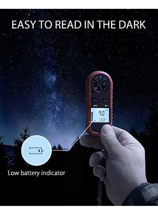 Handheld Anemometer Small Digital Vane Wind Speed Meter Gauge, Pocket Air Flow Velocity Tester with Measuring Wind Temperature 14℉ to 113℉ for House HVAC Duct Outdoor Kite Boat Sailing Surfing - Image 5
