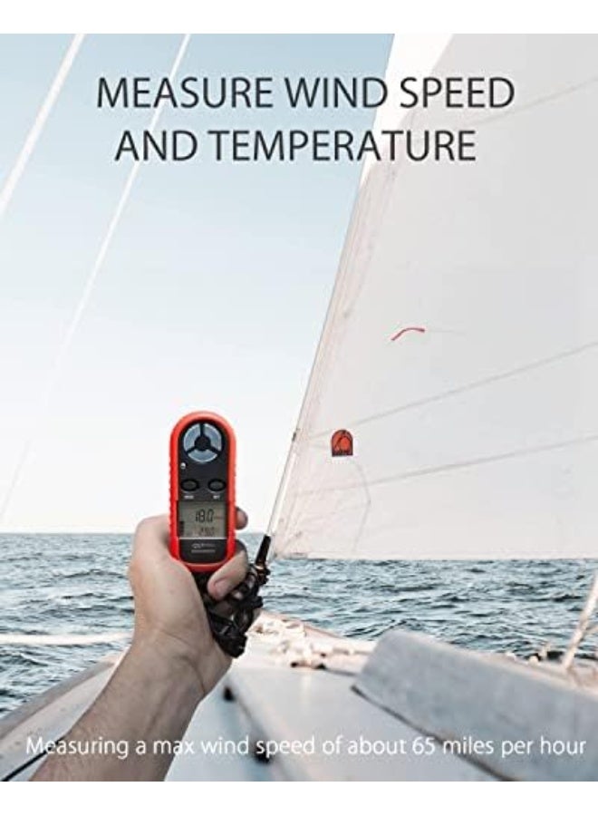 Handheld Anemometer Small Digital Vane Wind Speed Meter Gauge, Pocket Air Flow Velocity Tester with Measuring Wind Temperature 14℉ to 113℉ for House HVAC Duct Outdoor Kite Boat Sailing Surfing - Image 3