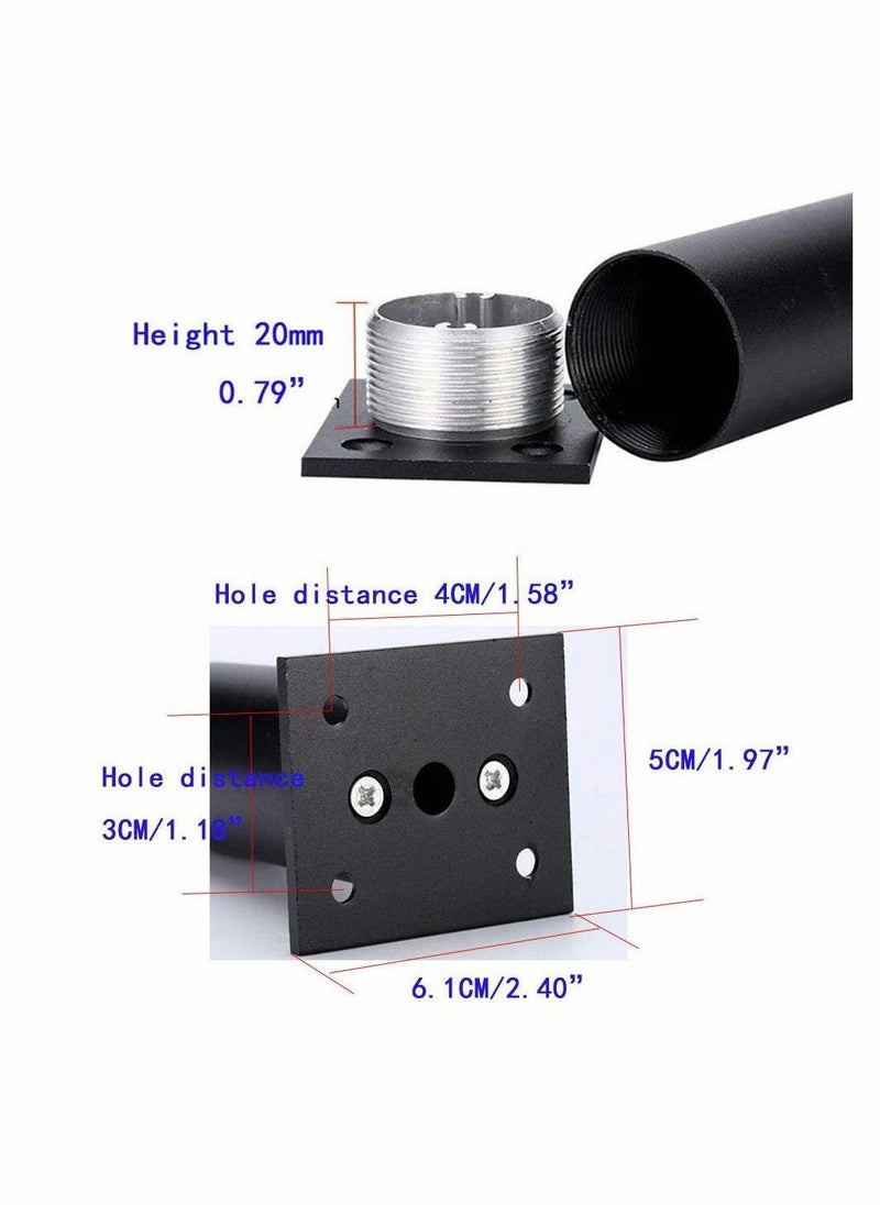 Y&D - 4-Pack Aluminum Alloy Furniture Cabinet Adjustable Feet Metal Round Sofa Bed Foot Legs Support with Screws, 3-Inch Height 1.5-Inch Diameter, Black - Image 1