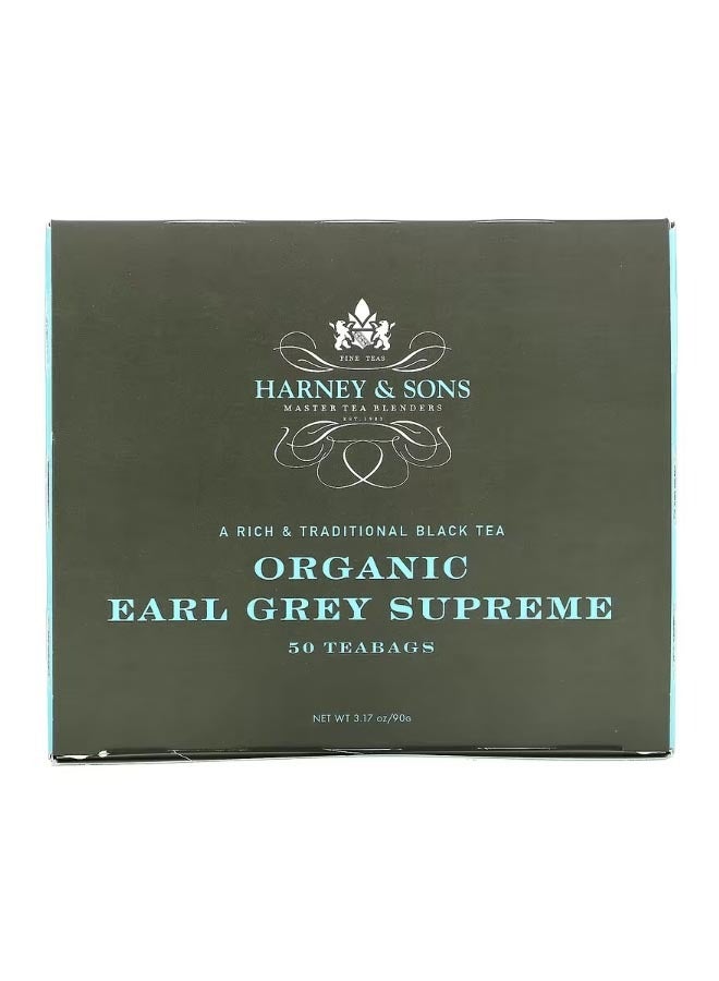هارني آند سونز A Rich and Traditional Black Tea Organic Earl Grey Supreme 50 Tea Bags 3.17 oz 90 g - Image 1