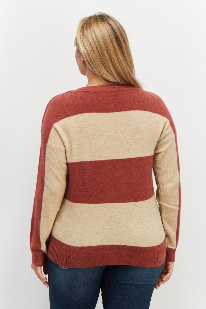ESPRIT Women Round Neck Long Sleeve Knitted Sweaters, Beige - Image 4