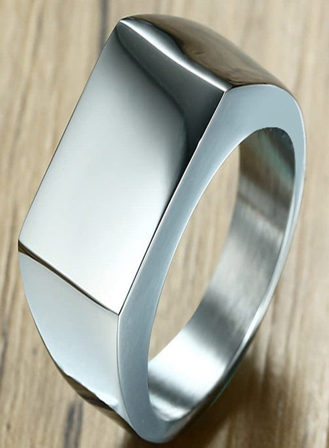 Jude Jewelers Retro Vintage Style Stainless Steel Signet Ring (Silver, 5) - Image 2