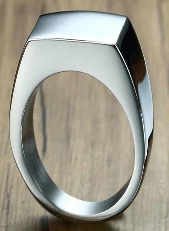 Jude Jewelers Retro Vintage Style Stainless Steel Signet Ring (Silver, 5) - Image 4