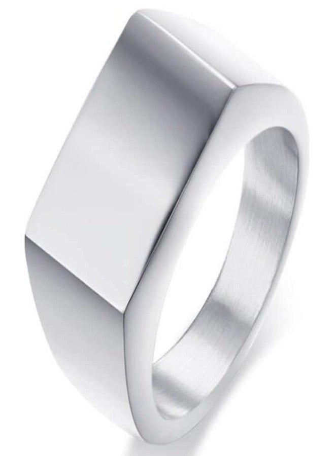 Jude Jewelers Retro Vintage Style Stainless Steel Signet Ring (Silver, 5) - Image 1