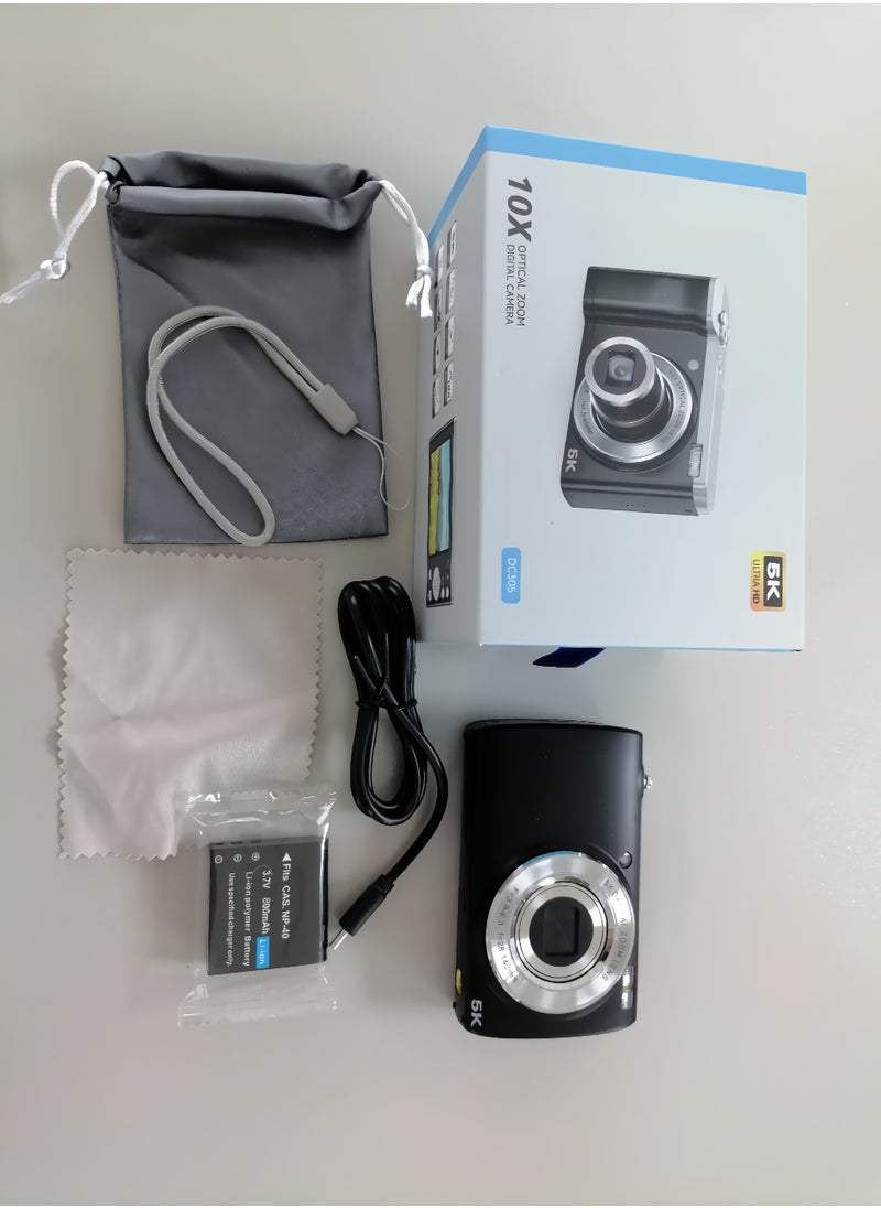 Milatech - 5K Digital Camera with Dual - Cameras, 64MP, 5X Optical Zoom, 32G TF Card, Touch Screen - Image 1