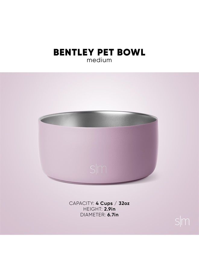 Simple Modern Stainless Steel Pet Water Bowl for Dogs & Cats | Reusable Insulated Stainless Steel Food Bowls for Dog Cat | No Tip No Slip BPA Free | Bentley Collection | Medium (32oz) | Lavender - Image 2