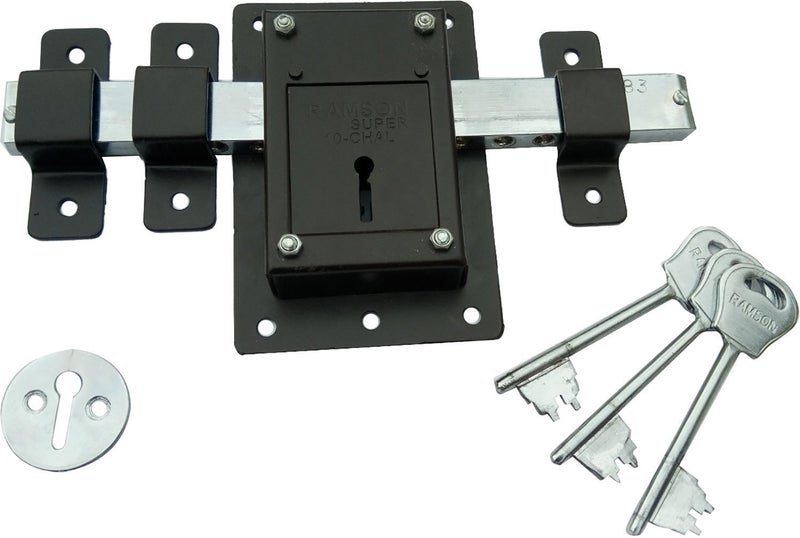RAMSON 10 Chal Key Door Lock (Brown, Painted Finish) - Image 1