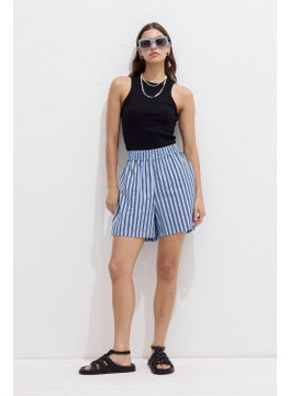 Manuka Striped Cotton Shorts Blue Stripe  - Image 3
