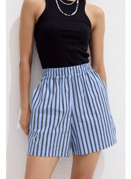 Manuka Striped Cotton Shorts Blue Stripe  - Image 4