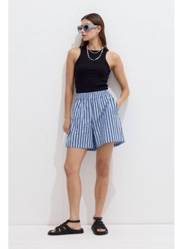 Manuka Striped Cotton Shorts Blue Stripe  - Image 5