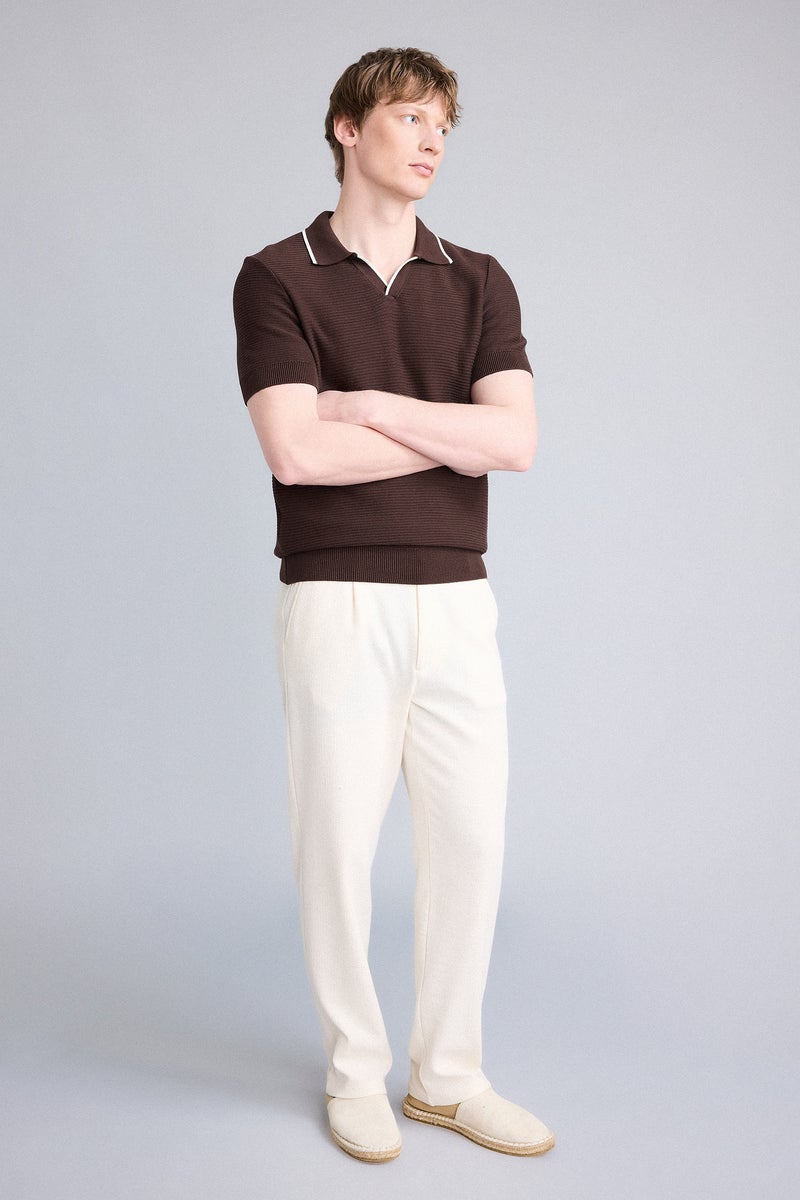 DeFacto Beige Man Relax Fit Trousers Casual - Image 3