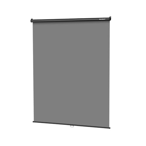 RAUBAY Retractable Pull Down Grey Screen Backdrop 598 x 866 Collapsible WallMount Background for Professional Video Production Photography TikTok and Video Conferencing - Image 1