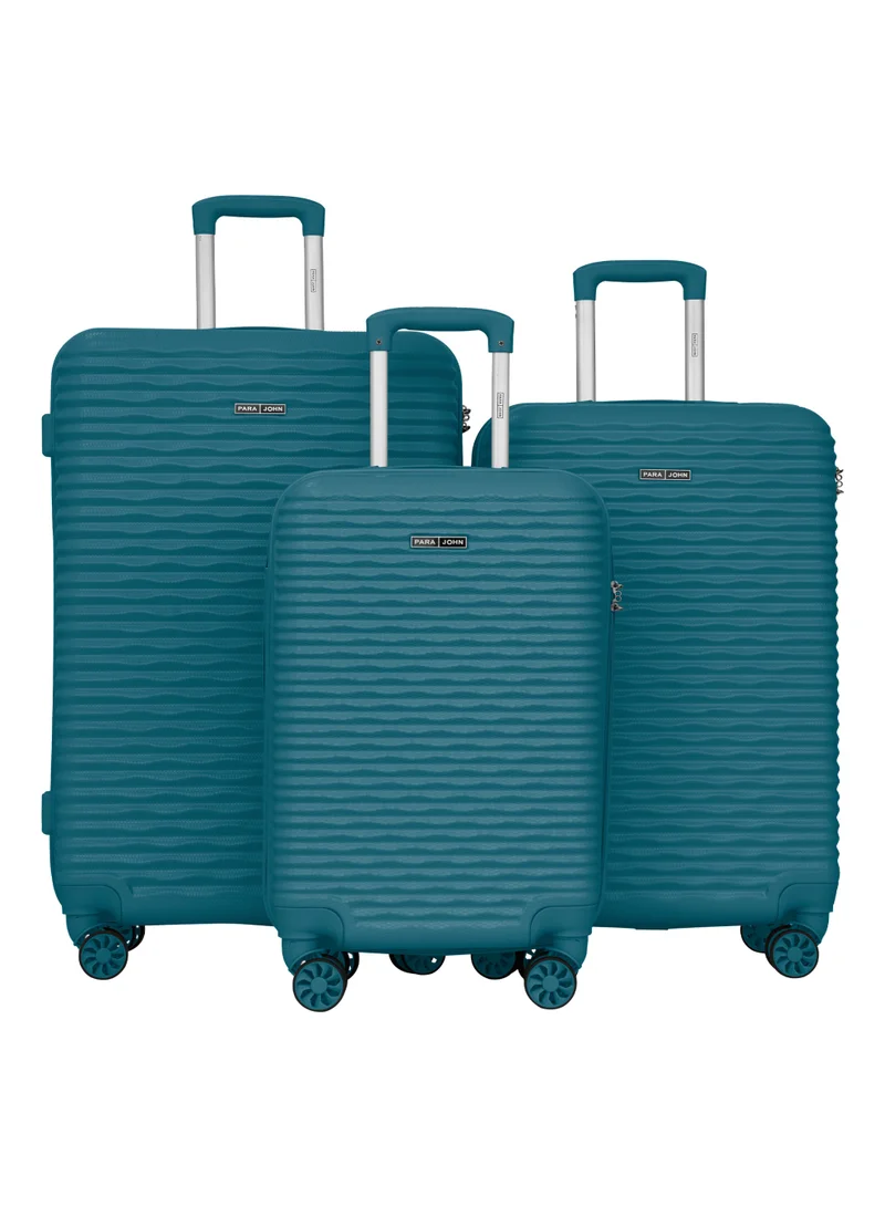 PARAJOHN Sandtrail Series Set of 3 Luggage | Lightweight Small 10KG, Medium 20KG & Large 30KG ABS 4 Wheels Trolley Hardsided Travel Suitcase - Blue