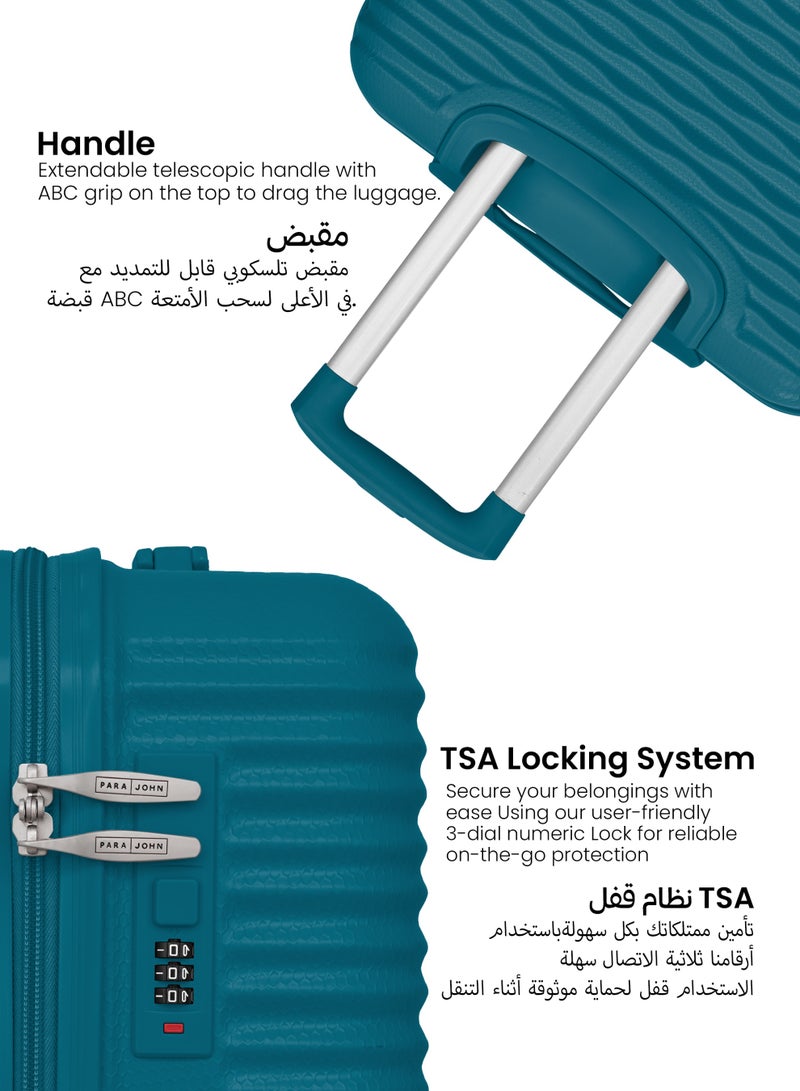 PARAJOHN Sandtrail Series Set of 3 Luggage | Lightweight Small 10KG, Medium 20KG & Large 30KG ABS 4 Wheels Trolley Hardsided Travel Suitcase - Blue - Image 4