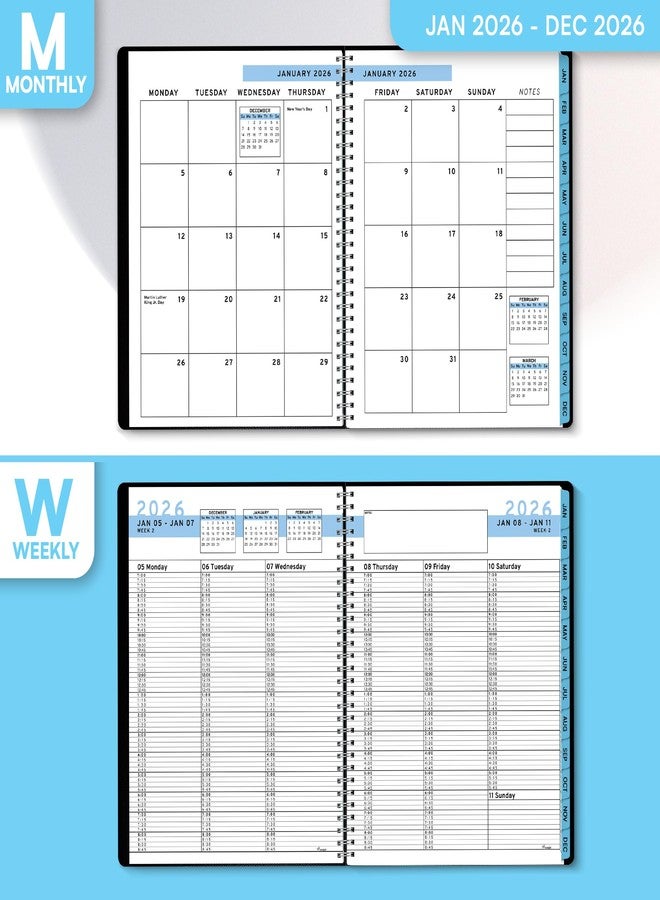 Ensight 2026 Appointment Book and Planner 8.5" x 11" Large Hourly Weekly Daily Schedule Book with Tabs, 30 Minute Time Slots, Blue Calendar Organizer Jan 2026-Dec 2026 Appointment Planner - Blue - Image 3