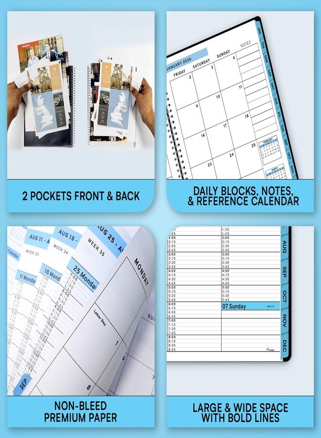 Ensight 2026 Appointment Book and Planner 8.5" x 11" Large Hourly Weekly Daily Schedule Book with Tabs, 30 Minute Time Slots, Blue Calendar Organizer Jan 2026-Dec 2026 Appointment Planner - Blue - Image 5