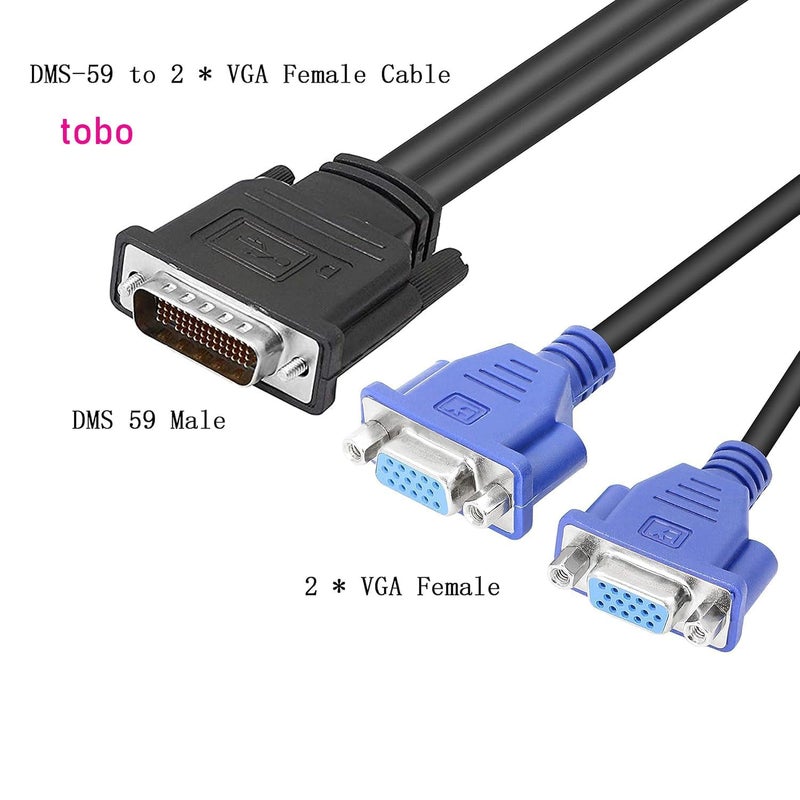 Tobo DMS-59 Pin to Dual VGA Adapter Y Splitter, DMS 59Pin Male to 2 VGA Female Dual Monitors Extension Cable Adapter Video Card for Monitor TV Projector Computer TD-1405CC - Image 2