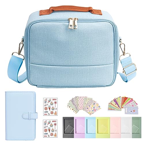 WOGOZAN Carrying Protective Bag for Fujifilm Instax Mini 12/11/9/99/EVO/40/90/Link2/Liplay Camera Universal digital camera Case with Shoulder Strap Accessories Bundle(Blue) - Image 1