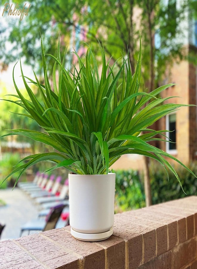 Phliofd 32 Pcs Artificial Grass Fake Plants 17.3in Outdoor Plants UV Resistant Faux Greenery Stems Fake Grass for Home Window Garden Office Patio Pathway Front Porch Halloween Décor Green - Image 3