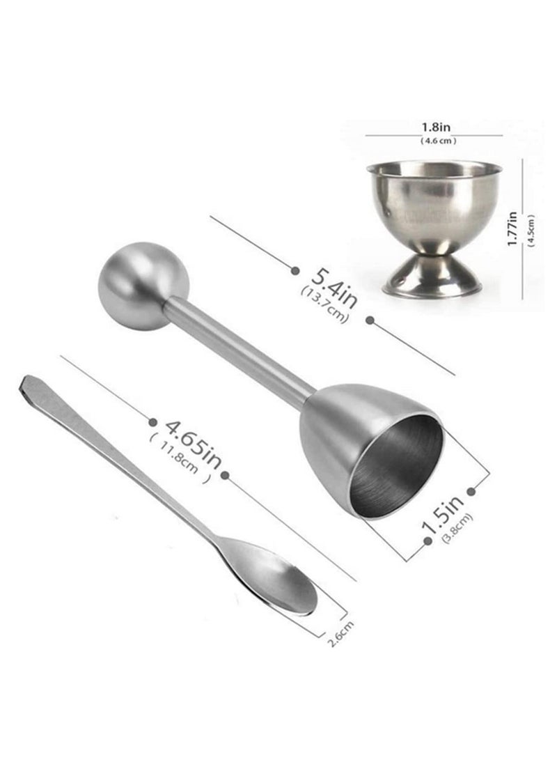 5PCS Set Stainless Steel Boiled Egg Topper Egg Shell Cracker Opener Egg Spoon Holder Kitchen Gadgets for Cooking Breakfast Baking Tools  - Image 2