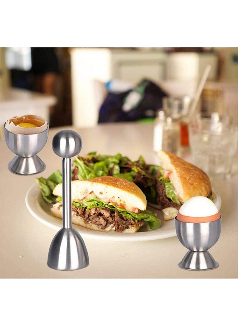 5PCS Set Stainless Steel Boiled Egg Topper Egg Shell Cracker Opener Egg Spoon Holder Kitchen Gadgets for Cooking Breakfast Baking Tools  - Image 3