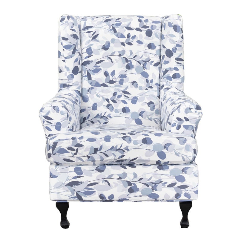 CRFATOP Wingback Chair Covers 2 Pieces Stretch Printed Wing Back Chair Cover Sofa Slipcover Washable Wingback Armchair Slipcovers Furniture Protector with Elastic Bottom for Wingback ChairsB18