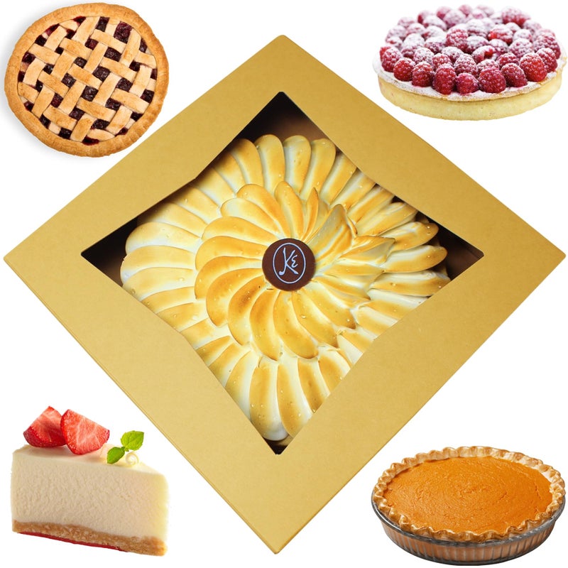 BAKELUV Pie Boxes for 9 Inch Pie  Brown 12 Pack  9x9x25 Bakery Box with Window 9x9 Cookie Box 9 Inch Pastry Boxes with Window Bulk Cake Boxes Auto Pop Up