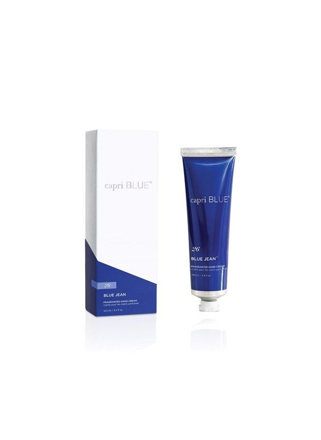 Capri Blue - Hand Cream for Dry Cracked Hands – Blue Jean Moisturizing Jojoba Oil & Shea Butter Lotion – Dry Hand Cream Travel Size Tube – Paraben, Sulfate, Cruelty-Free Vegan Lotion (3.4 Oz) - Image 1