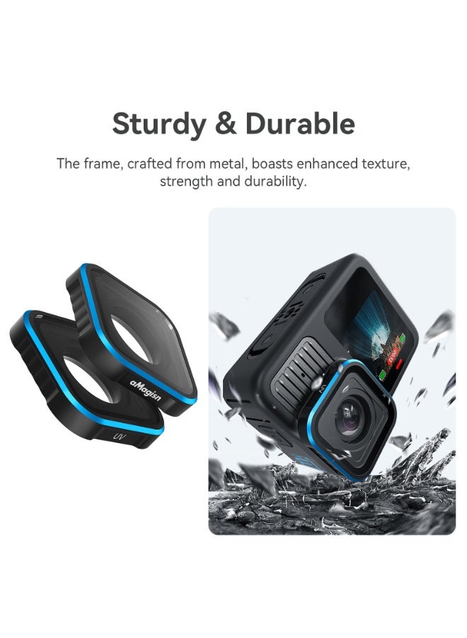 aMagisn مجموعة فلاتر ND مقاومة للماء ND4/8/16/32 متوافقة مع GoPro Hero 13/12/11/10/9 – إطار من الألمنيوم، مضاد للضباب ومقاوم للخدش – ملحق لتصوير كاميرات الأكشن - Image 2