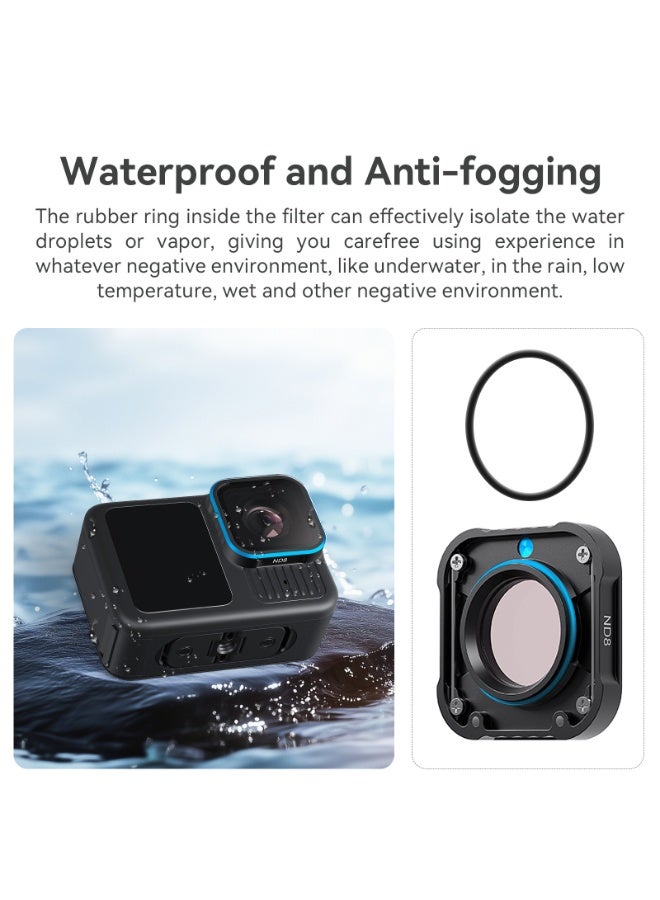 aMagisn مجموعة فلاتر ND مقاومة للماء ND4/8/16/32 متوافقة مع GoPro Hero 13/12/11/10/9 – إطار من الألمنيوم، مضاد للضباب ومقاوم للخدش – ملحق لتصوير كاميرات الأكشن - Image 3