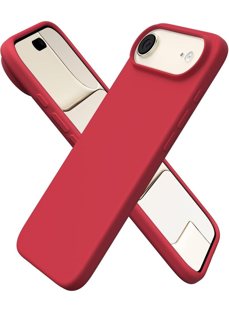 Compatible with iPhone 17 Air Case Slim Liquid Silicone 4 Layers Soft Gel Rubber Shockproof Protective Phone Case with Anti Scratch Microfiber Lining (Red) - Image 1
