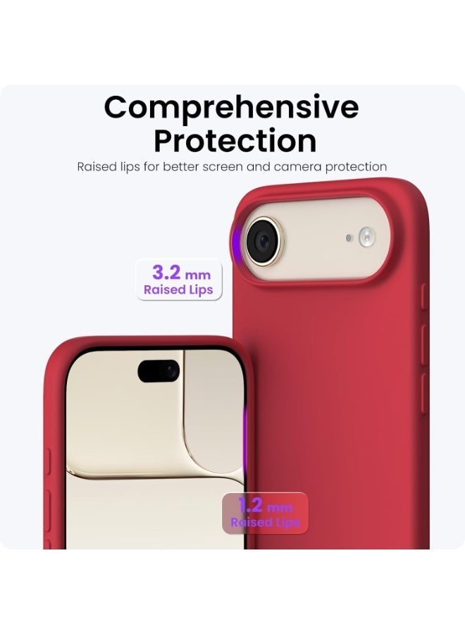 Compatible with iPhone 17 Air Case Slim Liquid Silicone 4 Layers Soft Gel Rubber Shockproof Protective Phone Case with Anti Scratch Microfiber Lining (Red) - Image 2