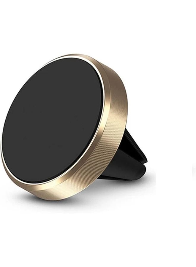 حامل هاتف مغناطيسي ذهبي لمكيف السيارة، معدني متين قابل للدوران لهواتف iPhone وSamsung - Image 1
