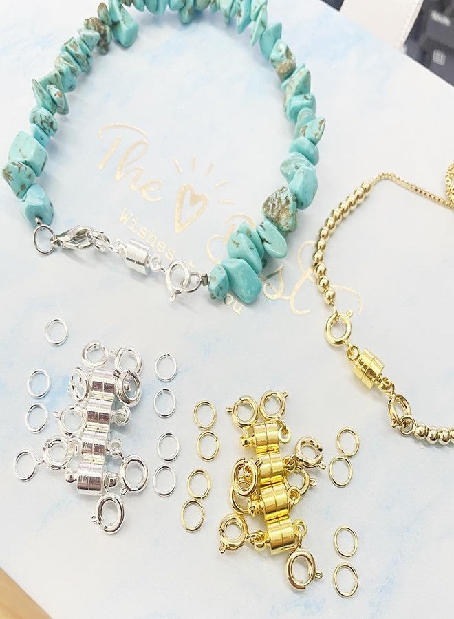 AD Beads Double Magnetic Jewelry Clasps and Closures14K Gold Plated and Silver Plated with Jump Rings,Bracelet Extender & Necklace Clasps for DIY Jewelry Making (8 Pcs / 4 Pcs Gold & 4 Pcs Silver) - Image 5