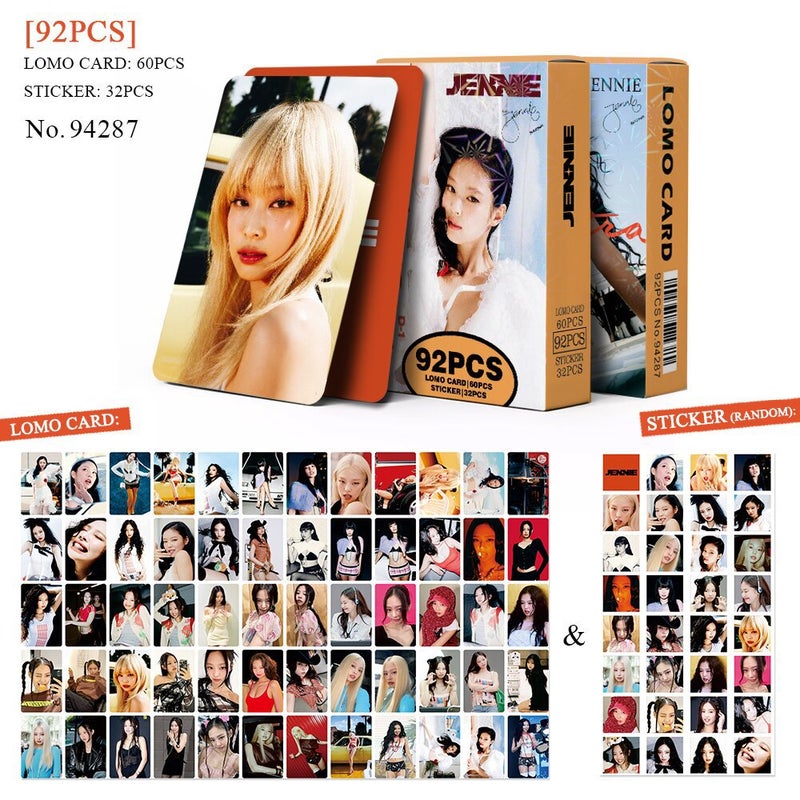 BLACKPINK Lomocard & Sticker Set – 92PCS (60 Lomocards + 32 Random Stickers) | Aesthetic Photo Card Collection for Fans
