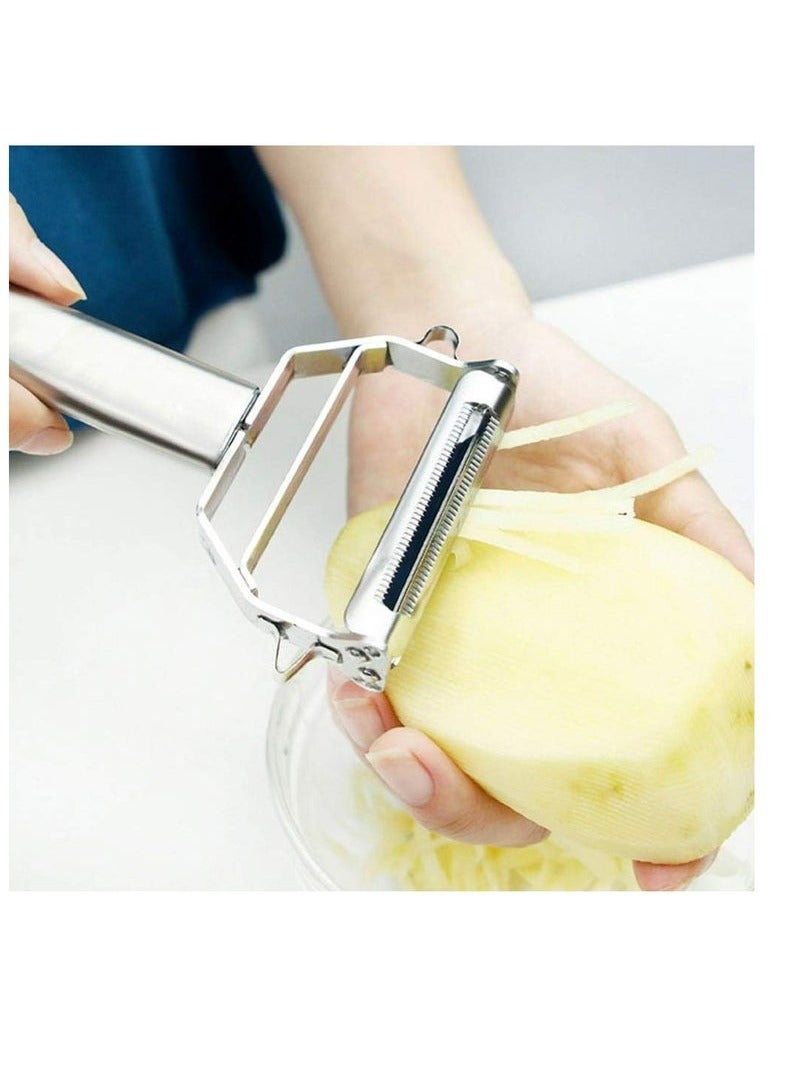 Stainless Steel Vegetable Peeler, Double-Sided Blade Vegetable Julienne Cutter and Fruit Slicer, Dual Blade Multifunction Potato Peeler  - Image 2