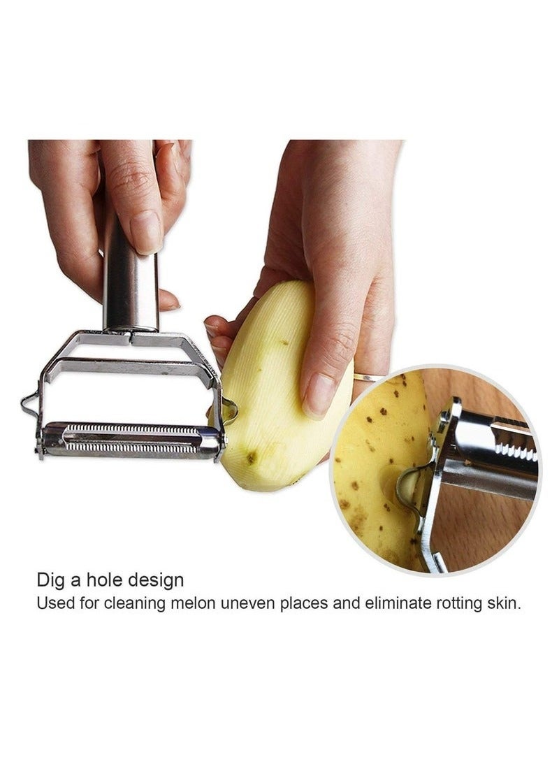 Stainless Steel Vegetable Peeler, Double-Sided Blade Vegetable Julienne Cutter and Fruit Slicer, Dual Blade Multifunction Potato Peeler  - Image 3