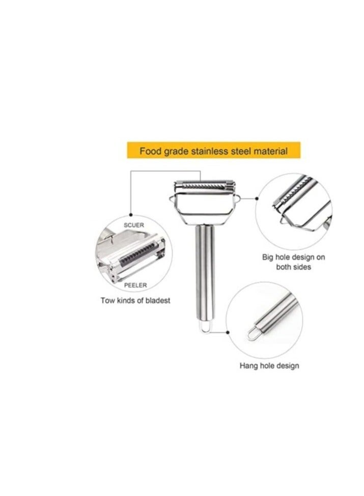 Stainless Steel Vegetable Peeler, Double-Sided Blade Vegetable Julienne Cutter and Fruit Slicer, Dual Blade Multifunction Potato Peeler  - Image 4