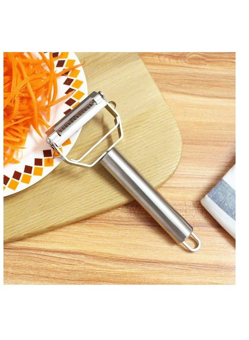 Stainless Steel Vegetable Peeler, Double-Sided Blade Vegetable Julienne Cutter and Fruit Slicer, Dual Blade Multifunction Potato Peeler
