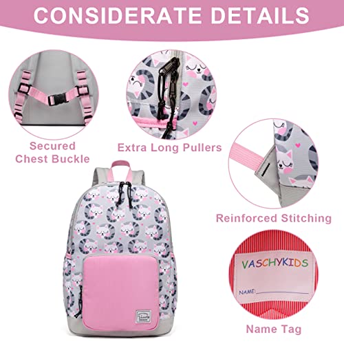 VASCHY Backpack for Little Girls, Cute Lightweight Water Resistant Preschool Backpack for Kindergarten Bookbag Cats - Image 4