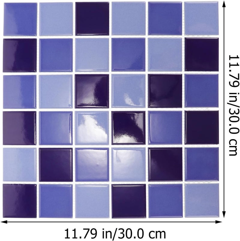 Levemolo 36pcs Blue Glossy Ceramic Swimming Pool Tiles Mosaic Style Seamless Fish Pond Wall Tiles for Spa Bath Renovation and DIY Home Decor - Image 2