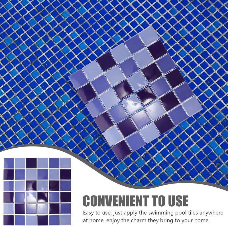 Levemolo 36pcs Blue Glossy Ceramic Swimming Pool Tiles Mosaic Style Seamless Fish Pond Wall Tiles for Spa Bath Renovation and DIY Home Decor - Image 5