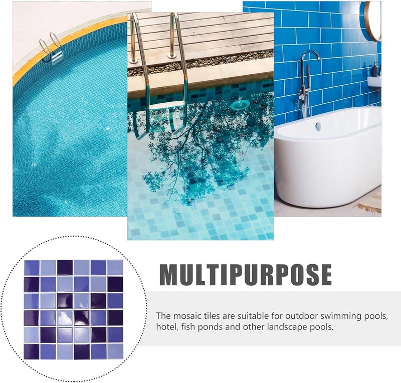 Levemolo 36pcs Blue Glossy Ceramic Swimming Pool Tiles Mosaic Style Seamless Fish Pond Wall Tiles for Spa Bath Renovation and DIY Home Decor - Image 3
