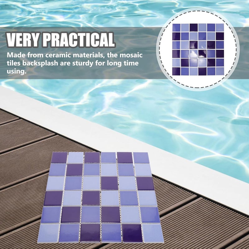 Levemolo 36pcs Blue Glossy Ceramic Swimming Pool Tiles Mosaic Style Seamless Fish Pond Wall Tiles for Spa Bath Renovation and DIY Home Decor - Image 4