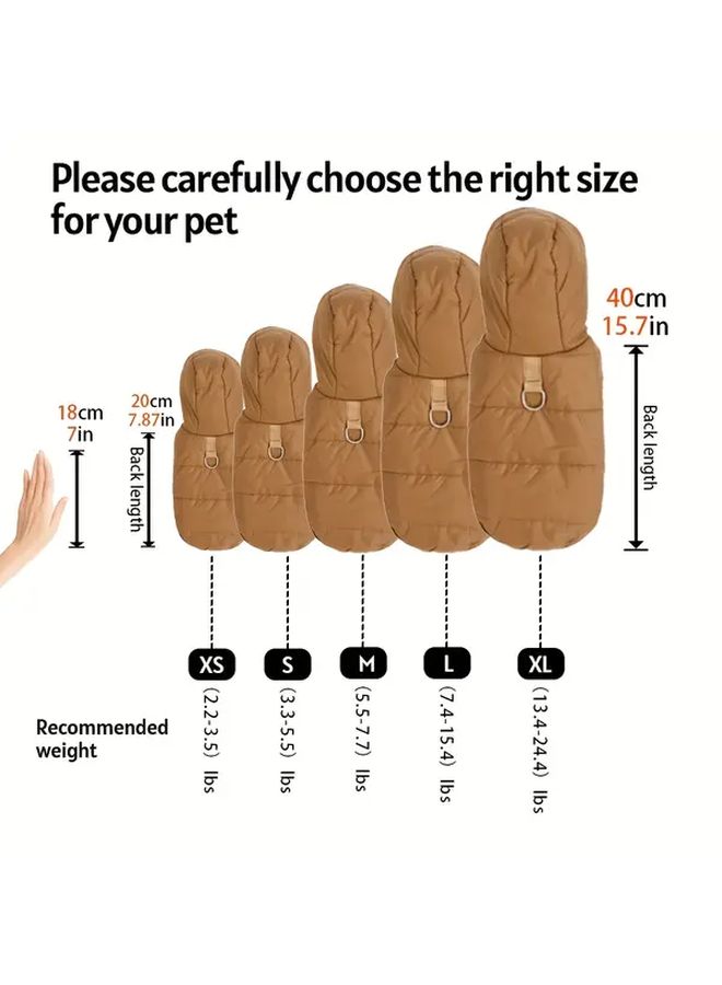 Black Thickened Hooded Dog Jacket With Leash Design And Snap Closure For Small And Medium Dogs - Image 3