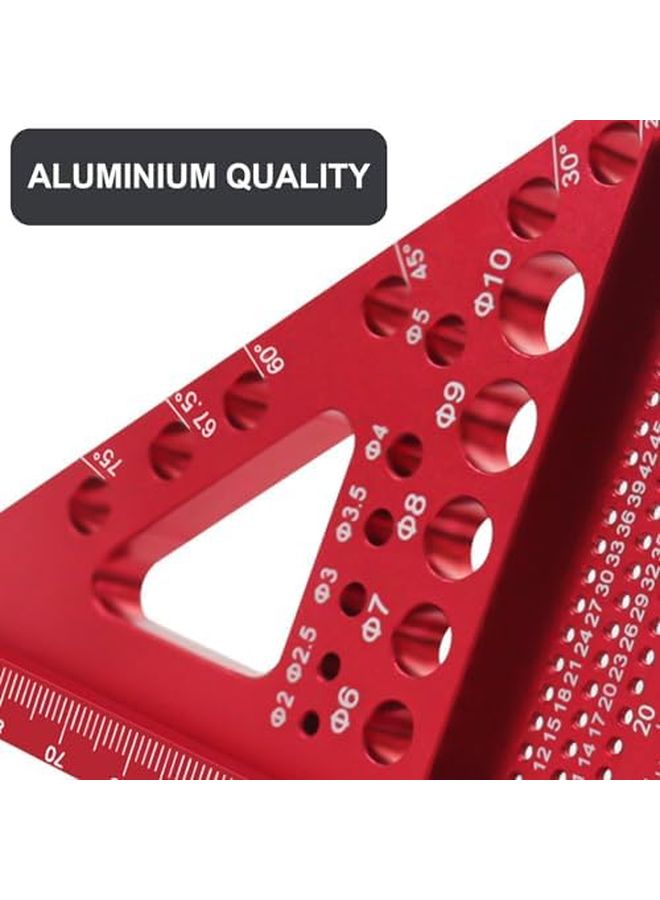 Red Aluminum Alloy Woodworking Square Ruler 22 5 90 Degree Protractor Multi Angle Measuring Tool - Image 4